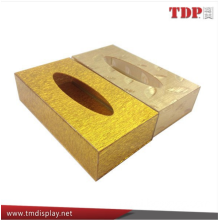 custom design decorative tissue box hotel supplies tissue Acrylic Plastic Golden Napkin Box golden tissue box for Hotel